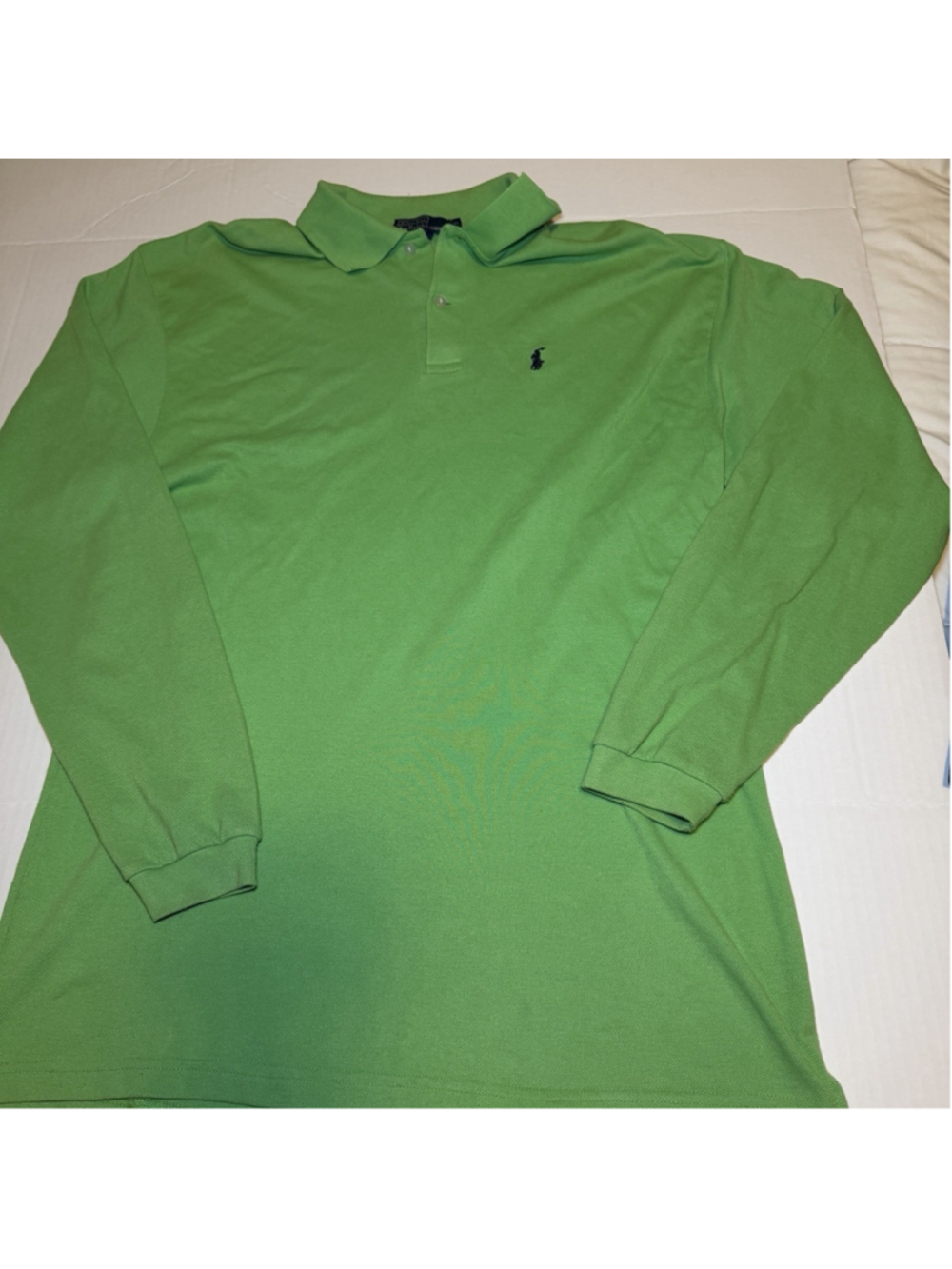 Polo Ralph Lauren long-sleeve polo shirt in green jersey fabric sz XXL
